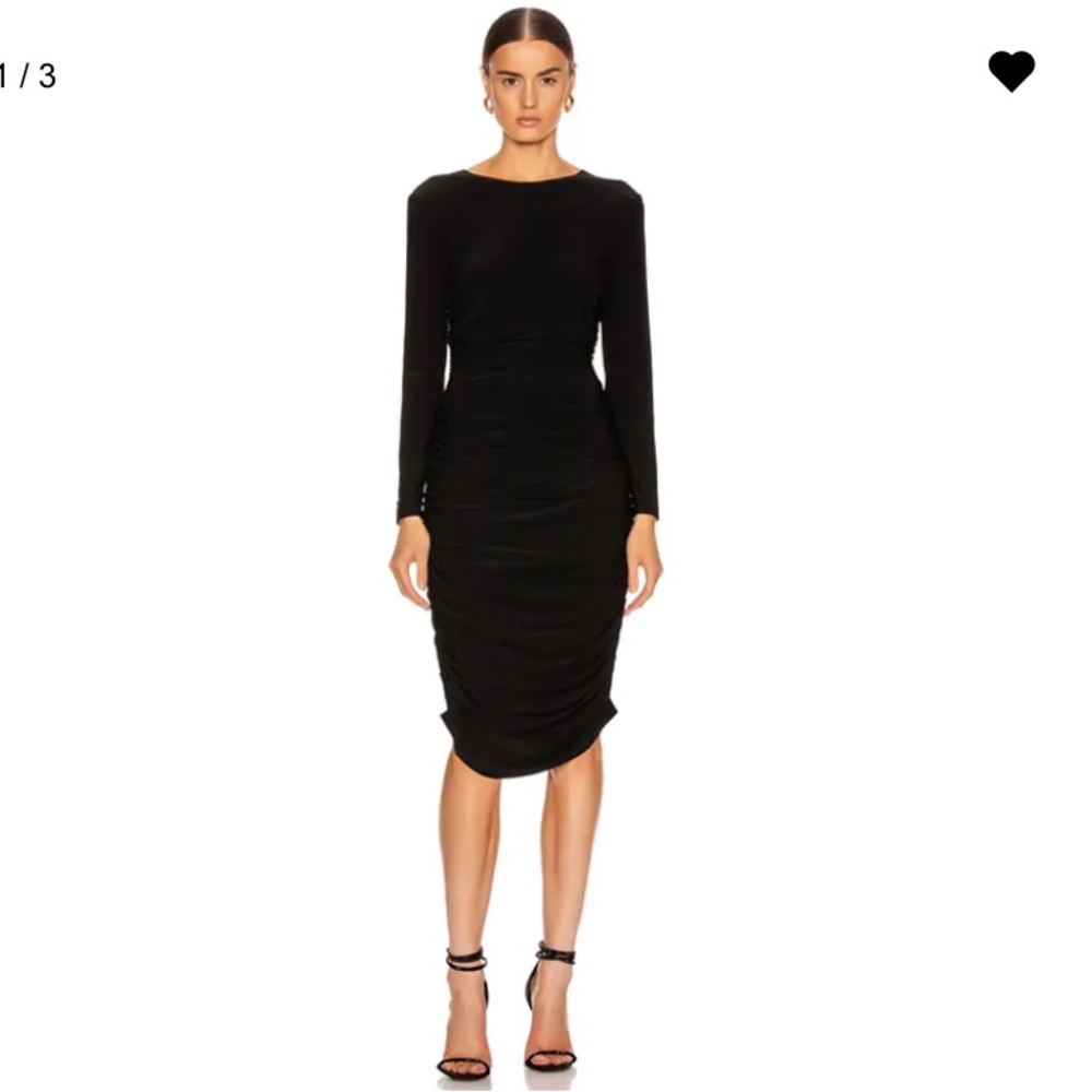 🖤 FWRD NORMA KAMALI shirred black dress long sleeve